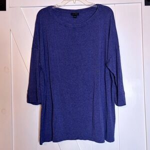 J. Jill Wearever Purple Space Dye Tunic Top 3/4 Sleeve Large KTP213991